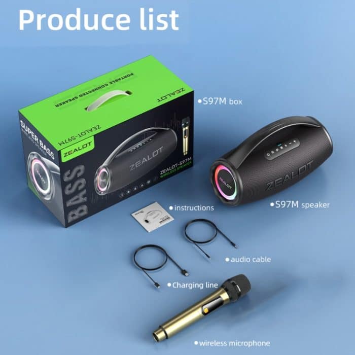 Zealot S97M 80W tragbarer RGB-Bluetooth-Lautsprecher für den Außenbereich mit Mikrofon, S97 + 1 Mic – Bild 12