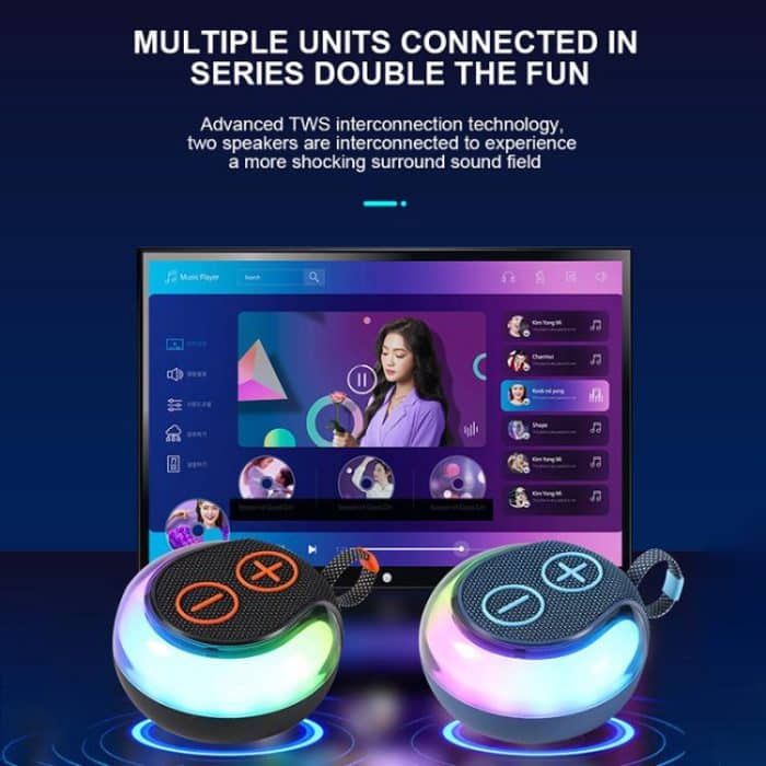 Tragbarer Bluetooth-Lautsprecher mit RGB-Licht für den Außenbereich, Desktop-Subwoofer – Bild 9