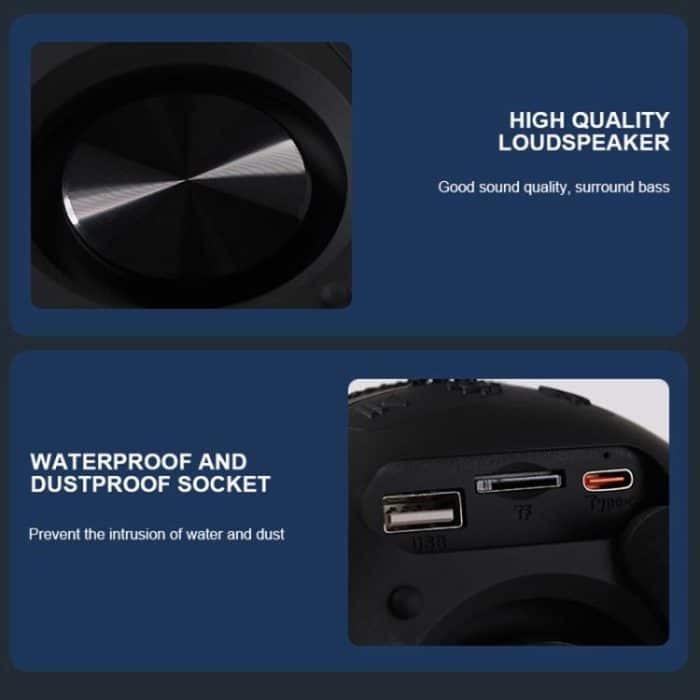 Tragbarer Bluetooth-Lautsprecher mit RGB-Licht für den Außenbereich, Desktop-Subwoofer – Bild 10