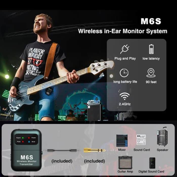 M6S Stereo-In-Ear-Monitorsystem mit 2,4 G Sender und Empfänger – Bild 2
