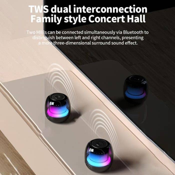 M88 Tragbarer Gyro-RGB-Atmosphärenlicht-Bluetooth-Lautsprecher-Subwoofer, M88 – Bild 7