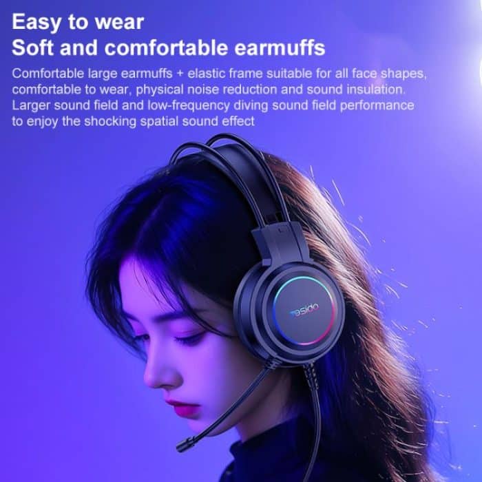 Yesido EK05 USB-Gaming-Headset mit RGB-Licht und Mikrofon, Kabellänge: 1,2 m, EK05 – Bild 3