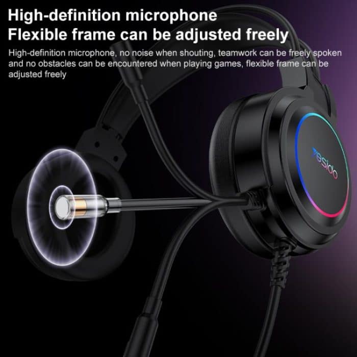 Yesido EK05 USB-Gaming-Headset mit RGB-Licht und Mikrofon, Kabellänge: 1,2 m, EK05 – Bild 8