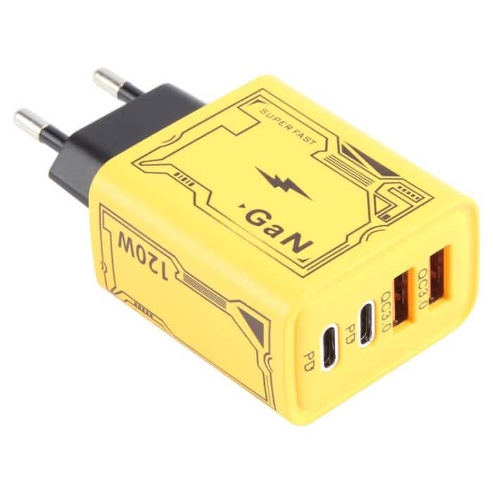 KO-72 GaN 120W Ladeadapter 4 Ports 2 PD 2 QC 3.0 USB und USB-C / Typ-C Schnellladegerät, EU Plug, US Plug – Bild 3