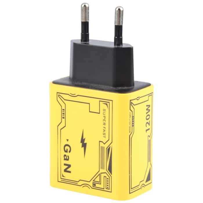 KO-72 GaN 120W Ladeadapter 4 Ports 2 PD 2 QC 3.0 USB und USB-C / Typ-C Schnellladegerät, EU Plug, US Plug – Bild 4