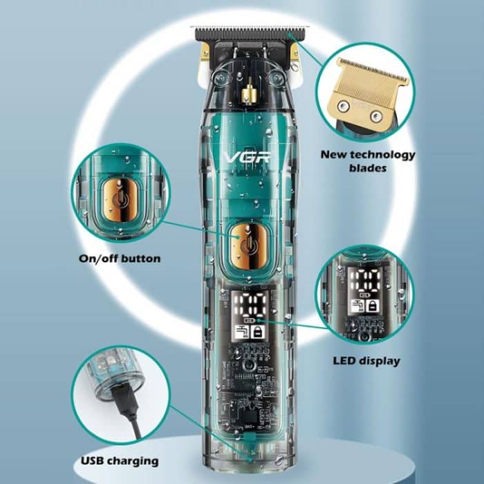 VGR V-961 IPX7 LED Digitalanzeige USB Elektrischer Haarschneider, V-961 – Bild 7