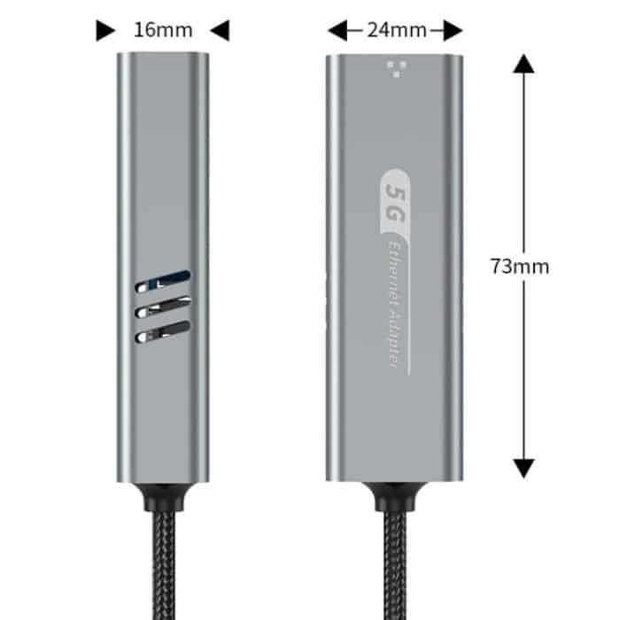 USB-C / Typ-C und USB3.0 auf RJ45 5G Gigabit Kabelgebundener Ethernet-Netzwerkadapter, USB-C / Type-C and USB3.0 to RJ45 Adapter – Bild 2