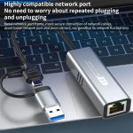 USB-C / Typ-C und USB3.0 auf RJ45 5G Gigabit Kabelgebundener Ethernet-Netzwerkadapter, USB-C / Type-C and USB3.0 to RJ45 Adapter – Bild 13