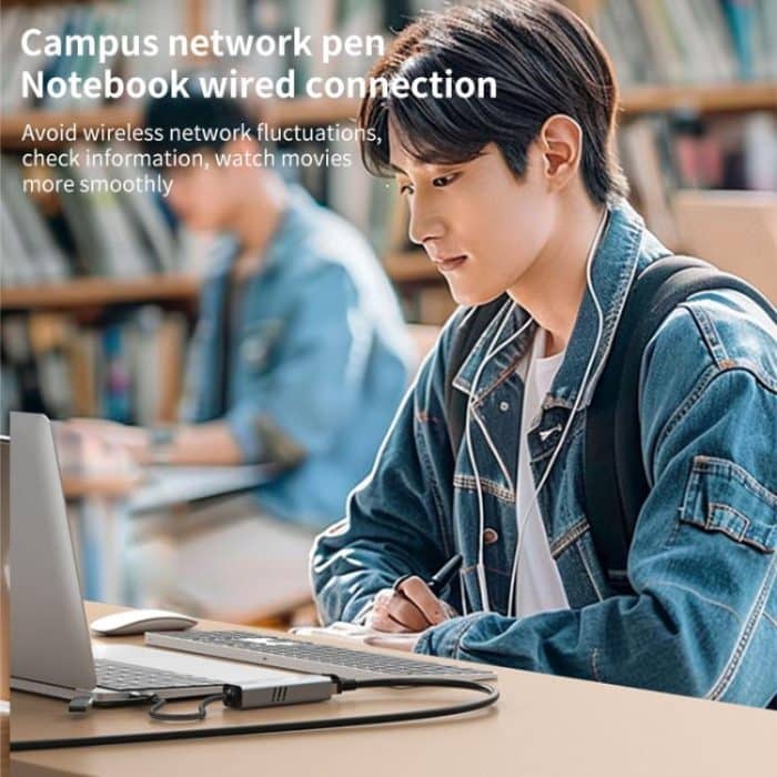 USB-C / Typ-C und USB3.0 auf RJ45 5G Gigabit Kabelgebundener Ethernet-Netzwerkadapter, USB-C / Type-C and USB3.0 to RJ45 Adapter – Bild 8