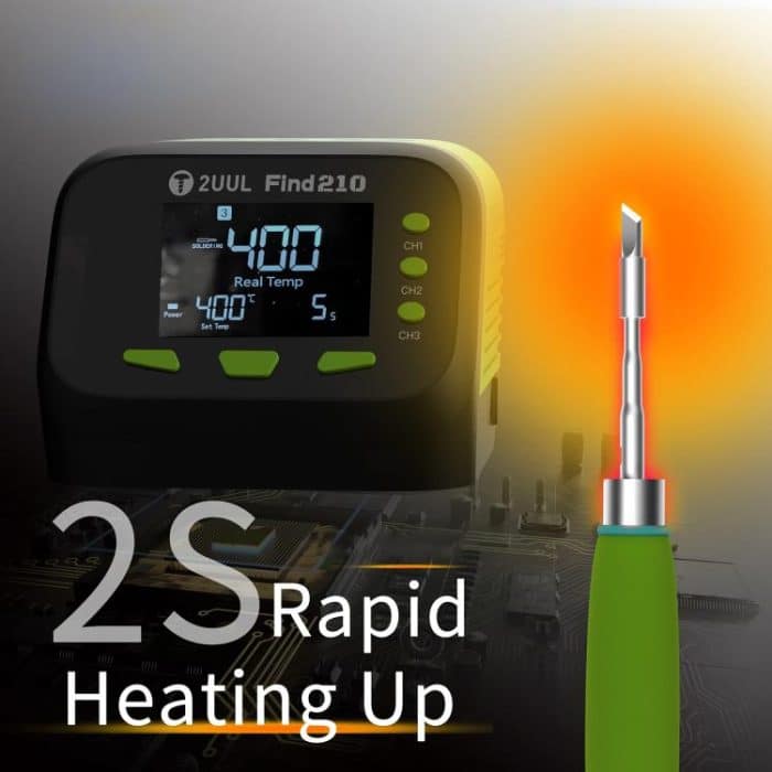 2uul FD01 Find210 60W Hochleistungs-Wechselstrom-Transformator-Lötstation, EU Plug, US Plug, UK Plug – Bild 3