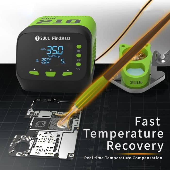 2uul FD01 Find210 60W Hochleistungs-Wechselstrom-Transformator-Lötstation, EU Plug, US Plug, UK Plug – Bild 5