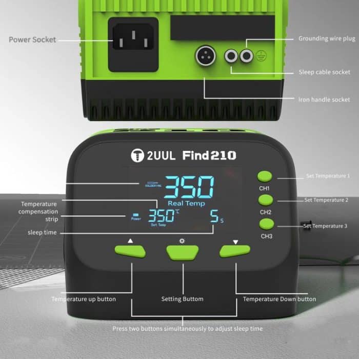 2uul FD01 Find210 60W Hochleistungs-Wechselstrom-Transformator-Lötstation, EU Plug, US Plug, UK Plug – Bild 10