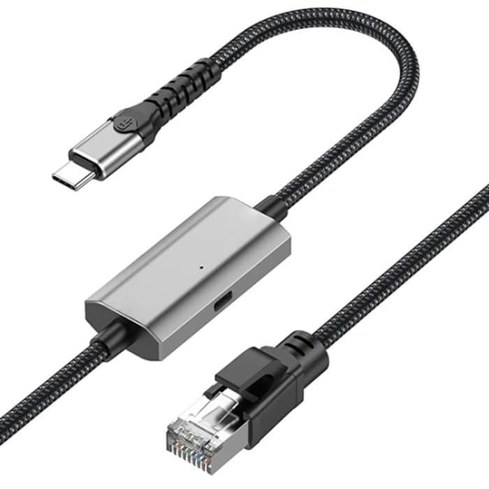 2 m RJ45 auf USB-C/Typ-C Hochgeschwindigkeits-Netzwerkkarten-Ethernet-Kabel – Bild 1