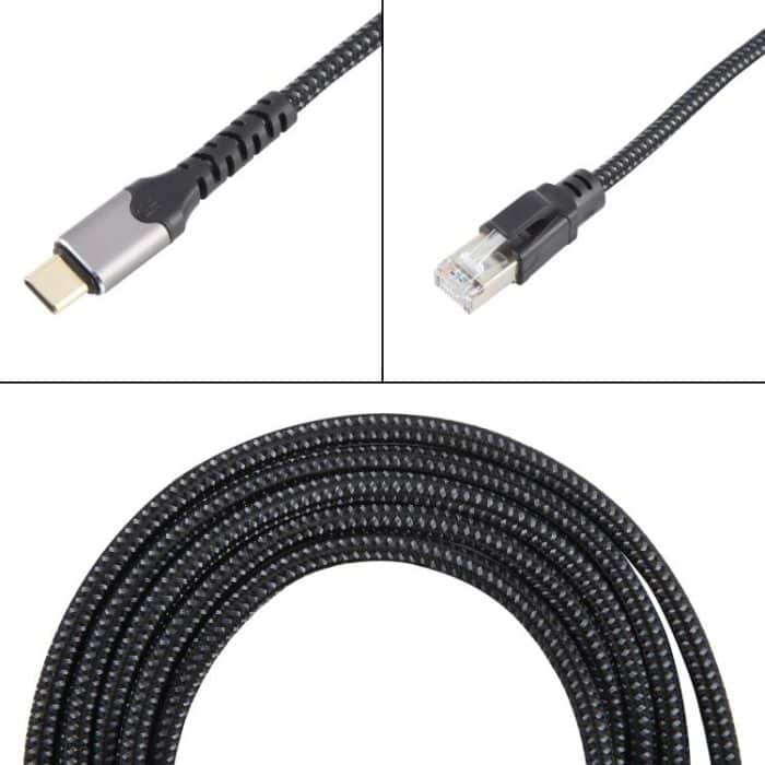 2 m RJ45 auf USB-C/Typ-C Hochgeschwindigkeits-Netzwerkkarten-Ethernet-Kabel – Bild 3