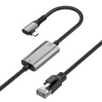 2 m RJ45 auf USB-C/Typ-C seitlich gebogenes Hochgeschwindigkeits-Netzwerkkarten-Ethernet-Kabel