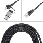 2 m RJ45 auf USB-C/Typ-C seitlich gebogenes Hochgeschwindigkeits-Netzwerkkarten-Ethernet-Kabel – Bild 3