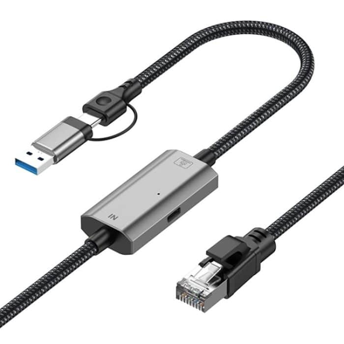 2 m RJ45 auf Typ-C/USB 2-in-1 Hochgeschwindigkeits-Netzwerkkarten-Ethernet-Kabel – Bild 1