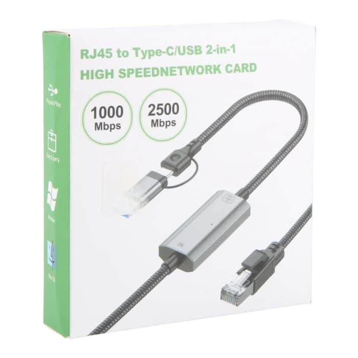 2 m RJ45 auf Typ-C/USB 2-in-1 Hochgeschwindigkeits-Netzwerkkarten-Ethernet-Kabel – Bild 8