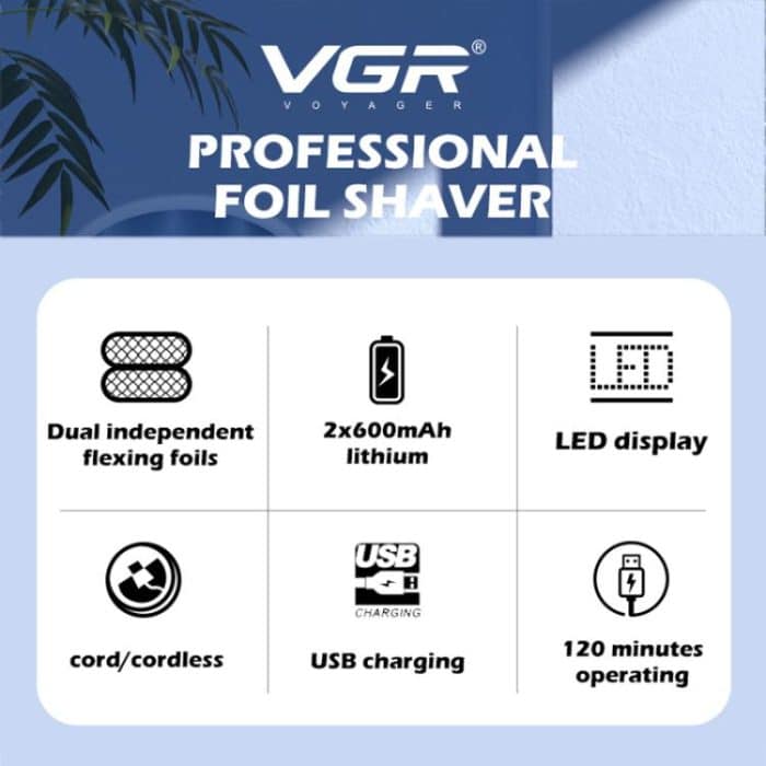 VGR V-352 Tragbarer elektrischer Folienrasierer mit Doppelschneidkopf, V-352 – Bild 3