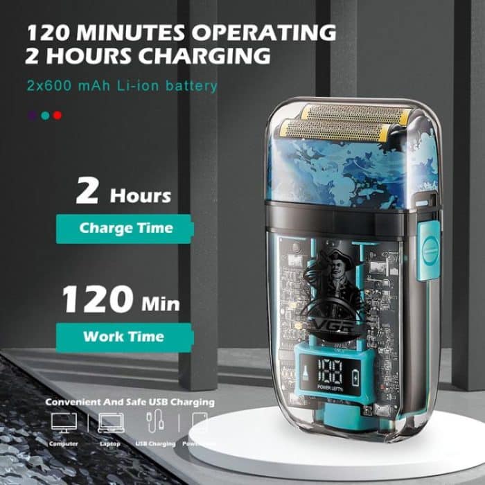 VGR V-352 Tragbarer elektrischer Folienrasierer mit Doppelschneidkopf, V-352 – Bild 6