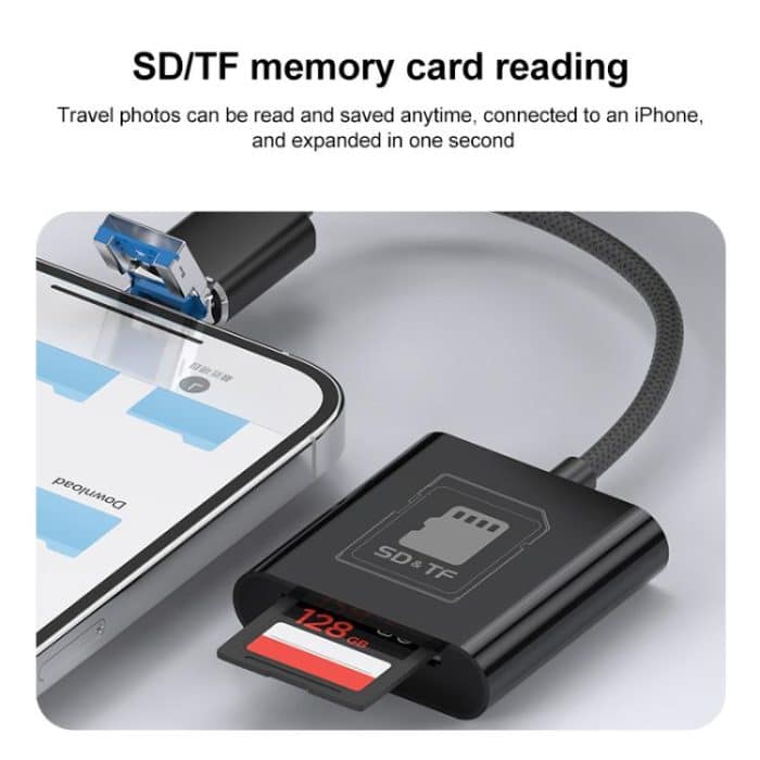 2 in 1 SD + TF Card Slot Reader, Type-C, USB+8 Pin – Bild 4