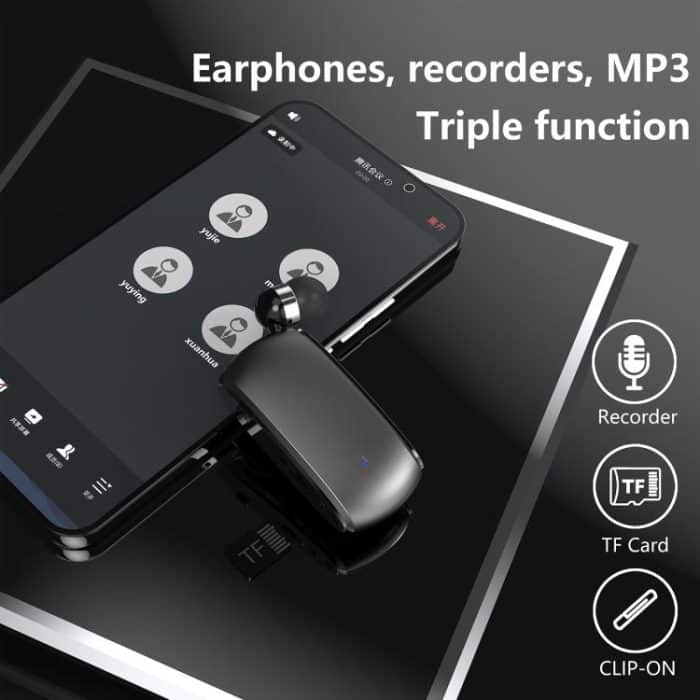K68 Card Business Collar Clip Type Single Ear Bluetooth Earphones – Bild 4