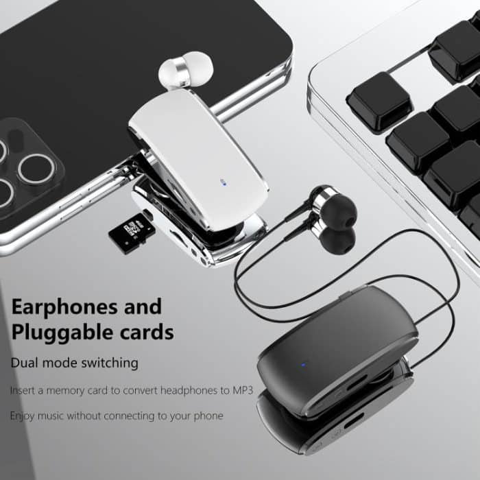 K68 Card Business Collar Clip Type Single Ear Bluetooth Earphones – Bild 6