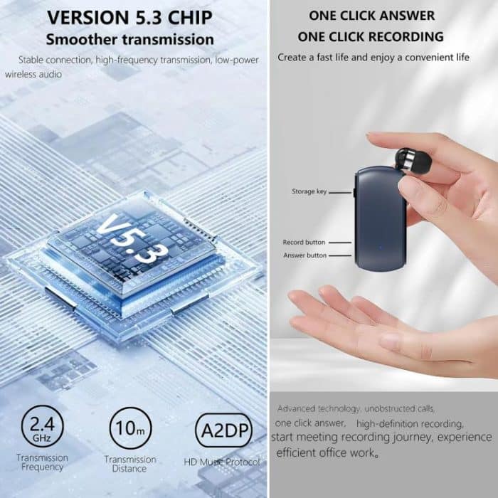 K68 Card Business Collar Clip Type Single Ear Bluetooth Earphones – Bild 7