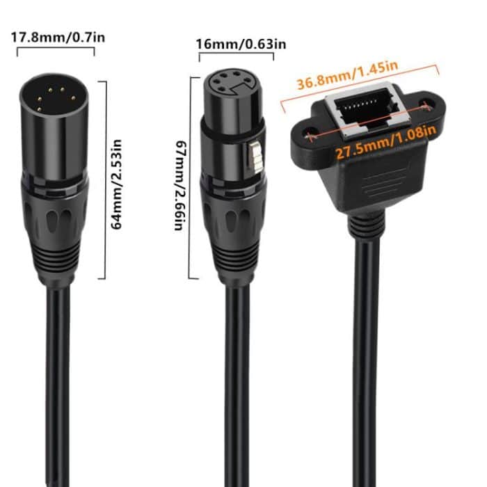 XLR 5 Pin Male to RJ45 Female Audio Cable, Length: 30cm, Male to RJ45 Female – Bild 4