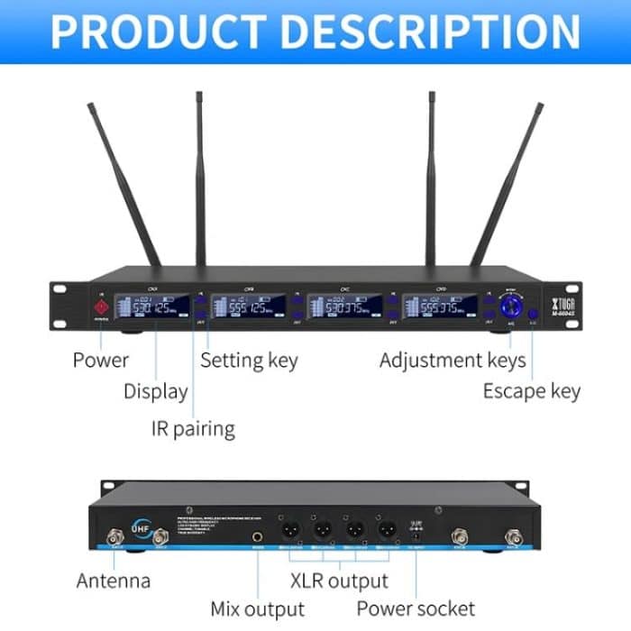 M6604S-H Diversity Drahtloses Mikrofonsystem 4-Kanal UHF Handmikrofon – Bild 9