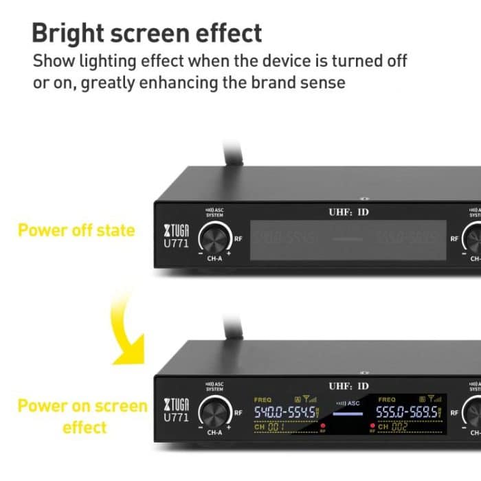 XTUGA U-771 UHF Lapel Two Way Radio Wireless Microphone, 2 Microphone + Host, 2 BodyPacks + Host, 1 Mic + 1 BodyPacks + Host – Bild 4