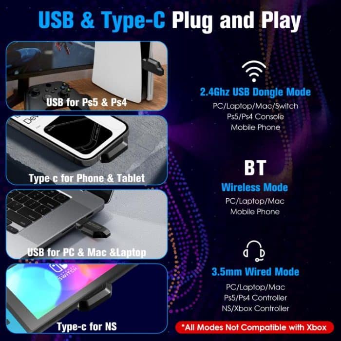 KOTION EACH GS400 Ultra Over Ear Bluetooth Wired 2.4GHz Tri-mode Gaming Headset, GS400 Ultra – Bild 7