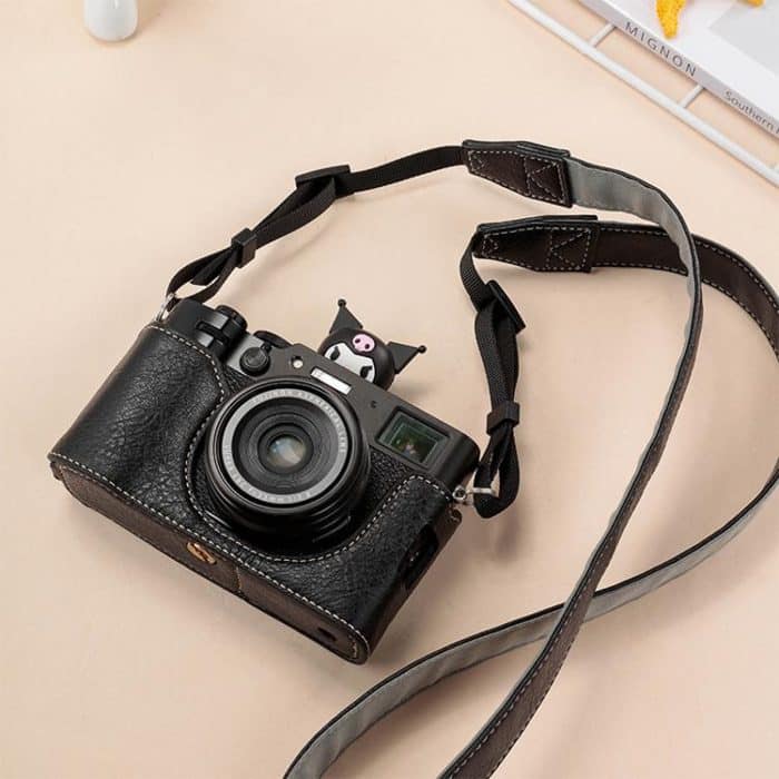 EDA007892701A.jpg Buffalo Texture PU Leather Camera Half Case Base with Shoulder Strap, For FUJIFILM X100VI – Bild 1