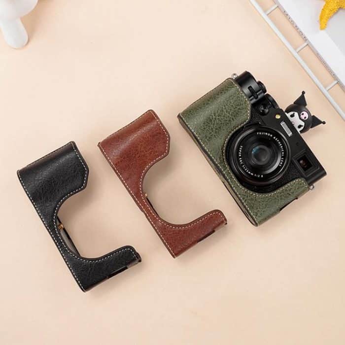 Buffalo Texture PU Leather Camera Half Case Base with Shoulder Strap, For FUJIFILM X100VI – Bild 2