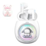 ONIKUMA T302 RGB Cute Unique Doll BT 5.4 Wireless Earphones, White, Pink