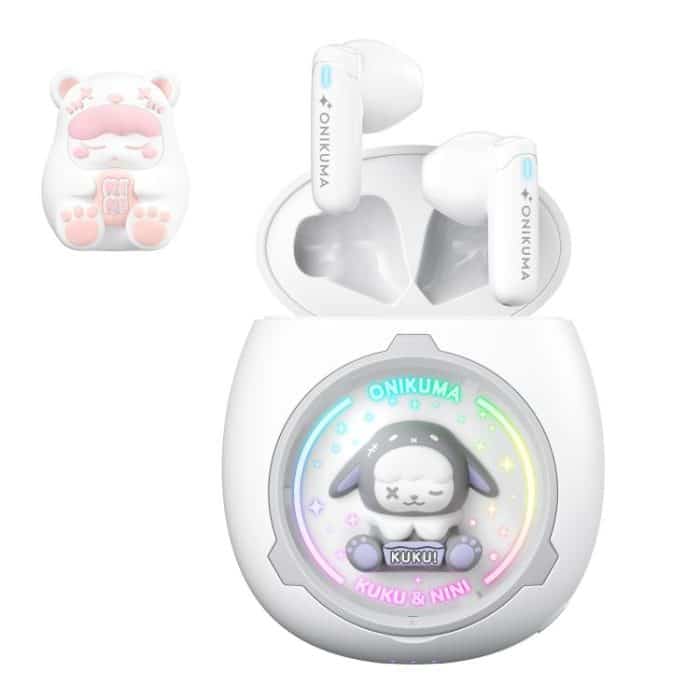 EDA007893501.jpg ONIKUMA T302 RGB Cute Unique Doll BT 5.4 Wireless Earphones, White, Pink – Bild 1
