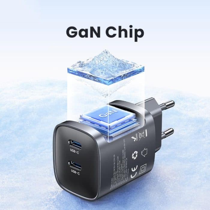 USAMS CC305 T66 45W Dual USB-C / Type-C GaN Fast Charger, EU Plug, CC305 – Bild 7