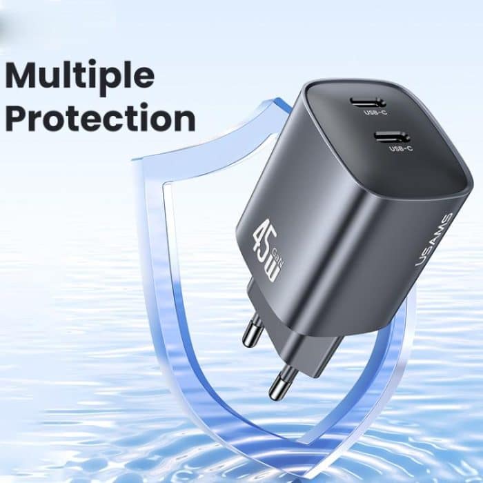 USAMS CC305 T66 45W Dual USB-C / Type-C GaN Fast Charger, EU Plug, CC305 – Bild 10
