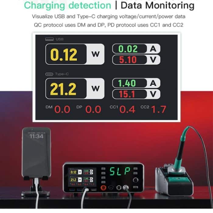 TBK-219 20V / 5A All-purpose Integrated Workstation Power Supply with C210 Soldering Iron, US Plug, AU Plug, EU Plug, UK Plug – Bild 8