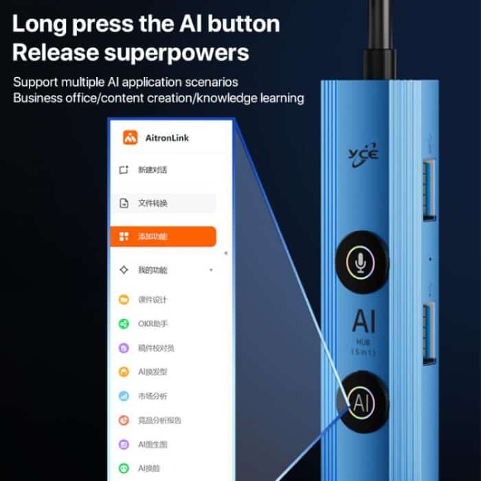 YCE V295A 5 in 1 USB3.0 HUB Adapter AI Docking Station, V295A – Bild 7