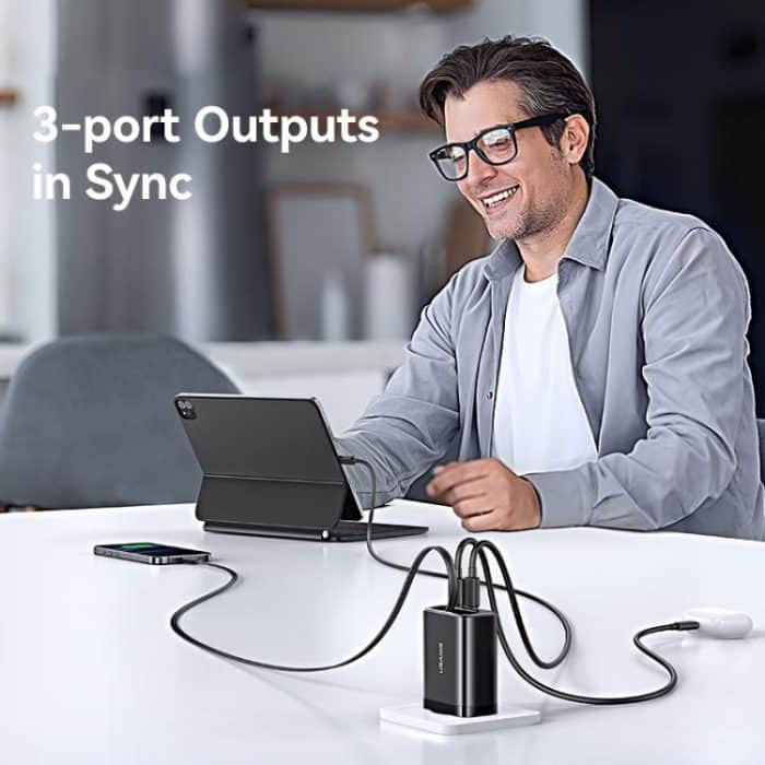 USAMS CC296 30W Schnellladegerät mit einziehbarem USB-C / Typ-C Kabel, EU Plug – Bild 6