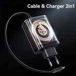 USAMS CC299 65W Fast Charger With Retractable USB-C / Type-C Cable, EU Plug – Bild 3
