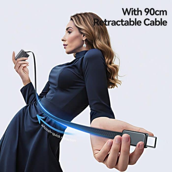 USAMS CC299 65W Fast Charger With Retractable USB-C / Type-C Cable, EU Plug – Bild 4