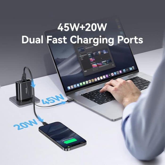 USAMS CC299 65W Fast Charger With Retractable USB-C / Type-C Cable, EU Plug – Bild 6