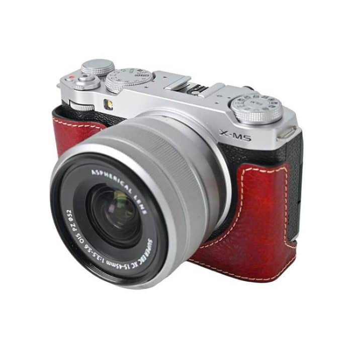 Litchi Texture PU Leather Camera Half Case Base, For FUJIFILM X-M5 – Bild 3