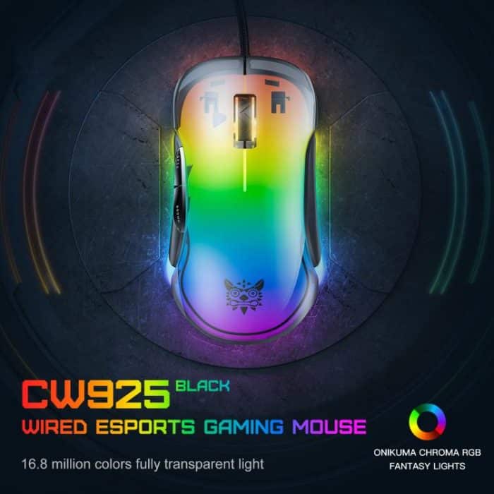 ONIKUMA CW925 12800DPI Colorful RGB E-Sports Gaming Wired Mouse – Bild 2