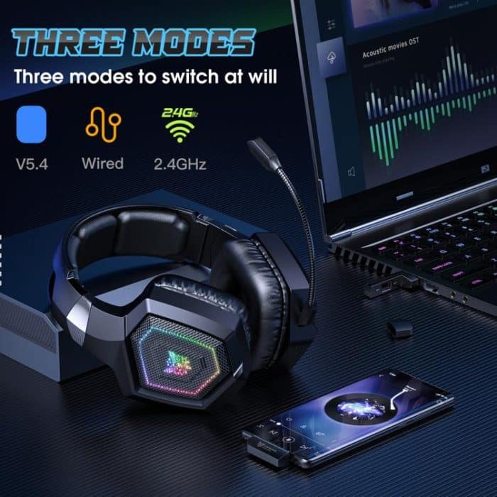 ONIKUMA GT806 Tri-mode Bluetooth 2.4G Wired E-sports Game Headset – Bild 7