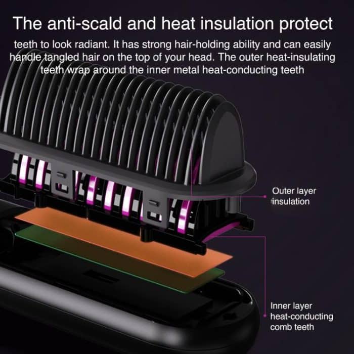 K-SKIN KD382S Negative Ion Hair Care Type-C Wireless Hair Straightening Comb, KD382S (Black), KD382S (Purple) – Bild 4