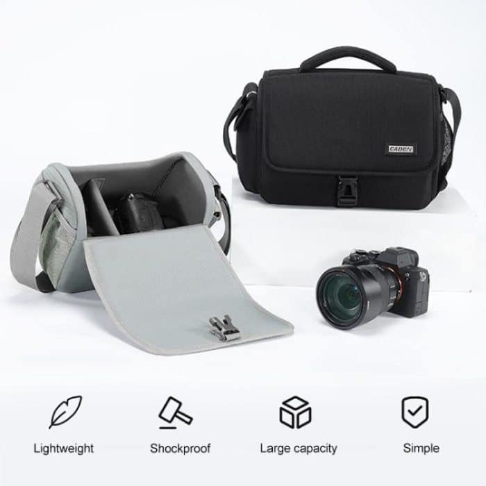 CADeN D27-1 Portable Digital Camera Bag with Strap, 26 x 21 x 15cm Grey, 31 x 21 x 17cm Black – Bild 2
