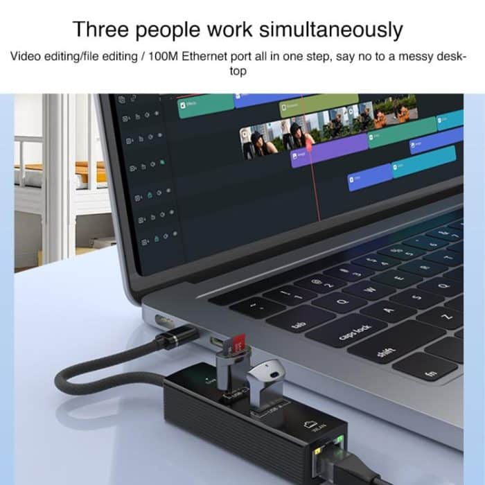 USB / 8 Pin to Type-C RJ45 USB-A HUB Expand Converter, USB / 8 Pin – Bild 4